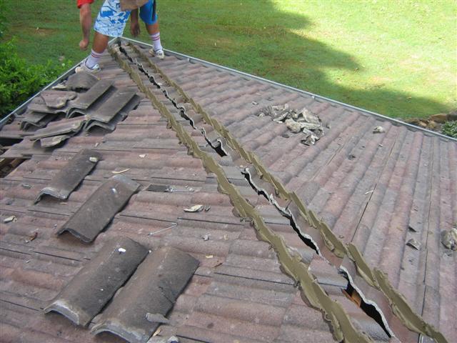 The ridges are removed and the old bed and pointing is removed.